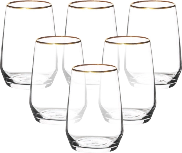 RUBIN GOLD pohárkészlet arany peremmel 450 ml, 6 db