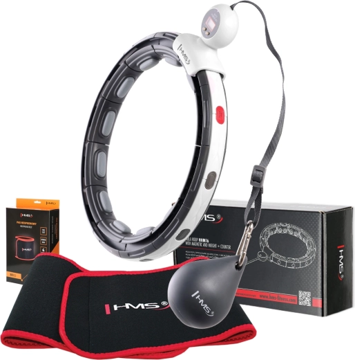 HMS masszázs hula hoop mágnesekkel, súllyal, számlálóval és neopréna karcsúsító övvel