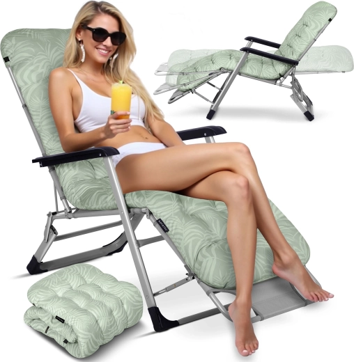 Összecsukható kerti napozóágy párnával Sofotel ChillWell, világoszöld