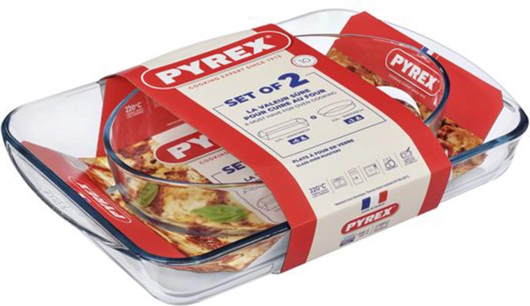 PYREX üveg tepsik készlete 3,7 l + 2,2 l (2 db)