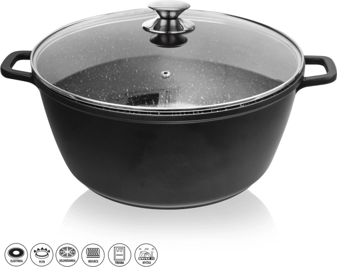 Grande edény gránit tapadásmentes bevonattal és fedővel, 32 cm, 9,7 l