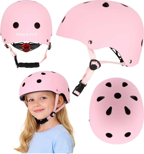 Trike Fix gyerek kerékpáros sisak LED-del, rózsaszín (S 48–54 cm)