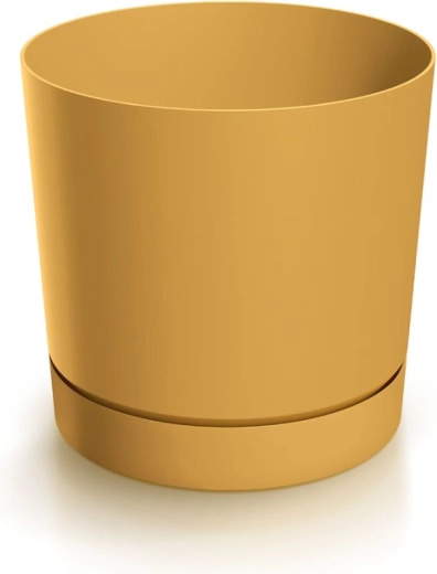 TUBO P virágcserép tányérral, 12,8 cm, mustárszínű