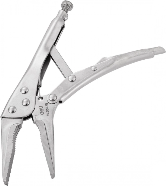 Hosszú fogó záróval Deli Tools ezüst