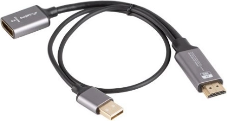 HDMI (apa) – DisplayPort (anya) adapter 4K, 20 cm kábel, ezüst