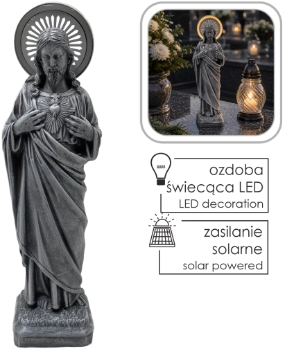Jézus-figura világító LED-glóriával