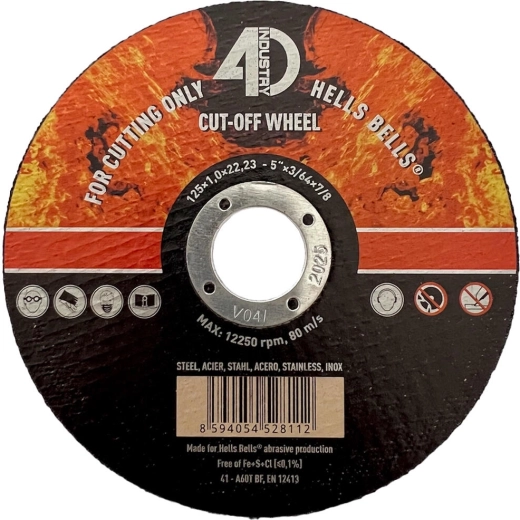 Vágókorong acélhoz és rozsdamentes acélhoz 125 × 1,0 × 22,2 mm