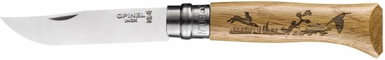 Opinel N°08 Inox Animalia 2019 zsebkés, tölgyfa, nyúlmotívum