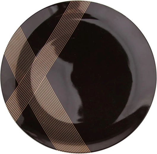 Altom Design desszertes tányér Modern Art 20 cm fekete arany díszítéssel