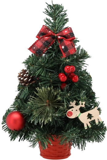 Dekoratív karácsonyfa 30 cm piros mikulásvirágokkal