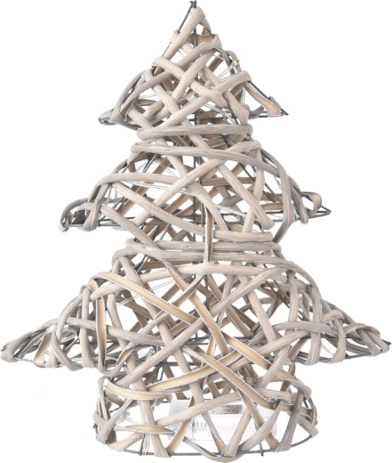 Dekoratív rattan fa 15 LED-del és időzítővel, szürke