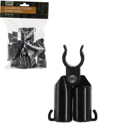 6 darabos keresztcsatlakozó készlet 16 mm-es kerti rudakhoz