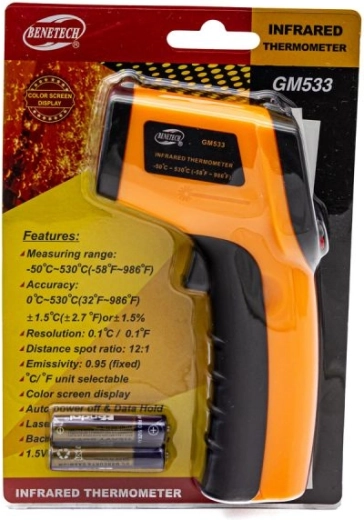 Benetech érintésmentes lézeres pirométer -50 és 530 °C között