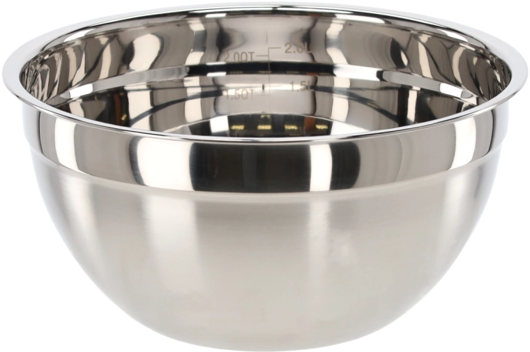 Rozsdamentes acél tál belső mérőskálával, 20 cm, 2,8 l, fedővel