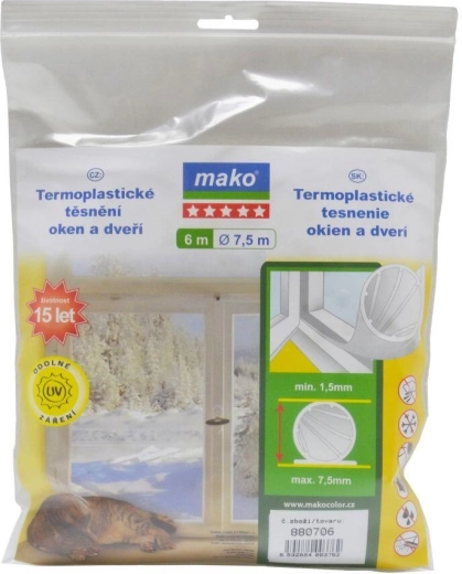 EVO termoplaszt ablak- és ajtószigetelés, 7,5 mm, 6,5 m, MAKO
