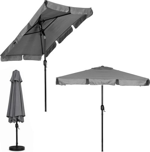 MultiGarden nagy kerti napernyő tekerőkarral és dönthető ernyővel, szürke 200 × 130 cm