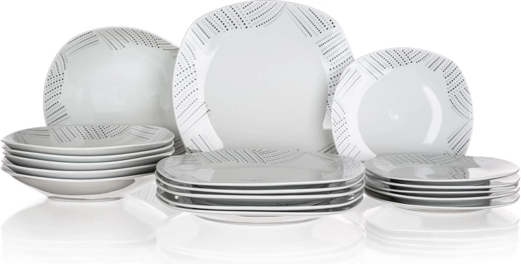 BANQUET Charme Square porcelán étkészlet, 18 darabos