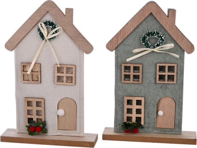 Fa dekoratív házikó beépített LED-világítással 11 × 4 × 18 cm (2 változat)