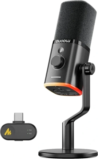 Maono PD100W vezeték nélküli és USB dinamikus mikrofon – fekete