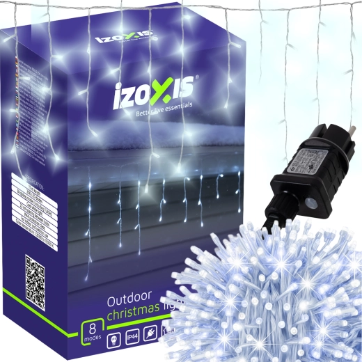 Karácsonyi LED fényfüzér – jégcsapok 300 LED 15 m hideg fehér IP44 Izoxis