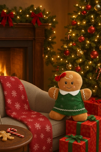 Karácsonyi mézeskalács dekoráció fiú/lány 49 cm