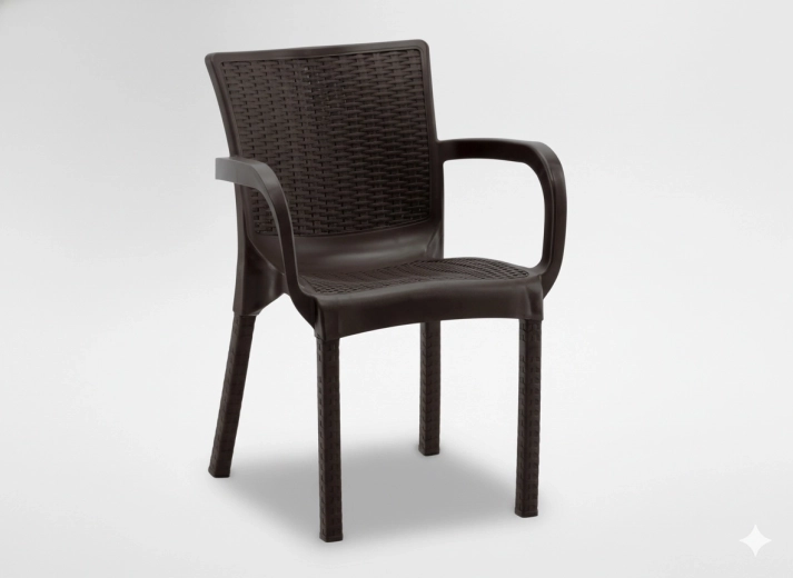 Rattan hatású kerti fotel, barna, 60 × 60 × 82 cm