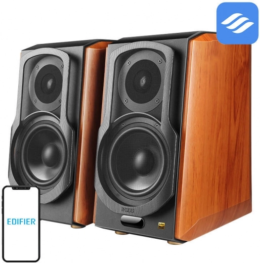 EDIFIER S1000W 2.0 polcsugárzók Wi‑Fi‑vel és Bluetooth‑szal, barna