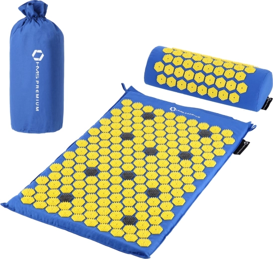 HMS Premium AKM01 akupresszúrás szett – masszázsszőnyeg és párna, kék