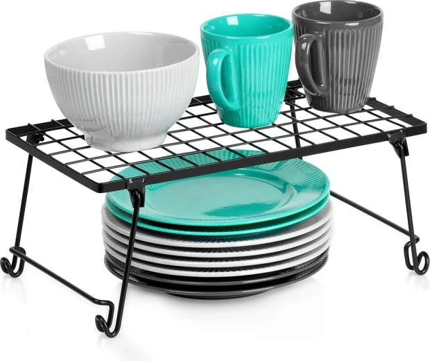 Fekete fém konyhai polc 36 × 22 × 15 cm