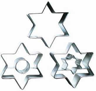 Rozsdamentes acél süteményszaggató készlet Csillag, 3 darab