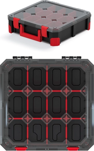 Titan rendező 12 rekesszel, átlátszó fedéllel és ergonomikus fogantyúval