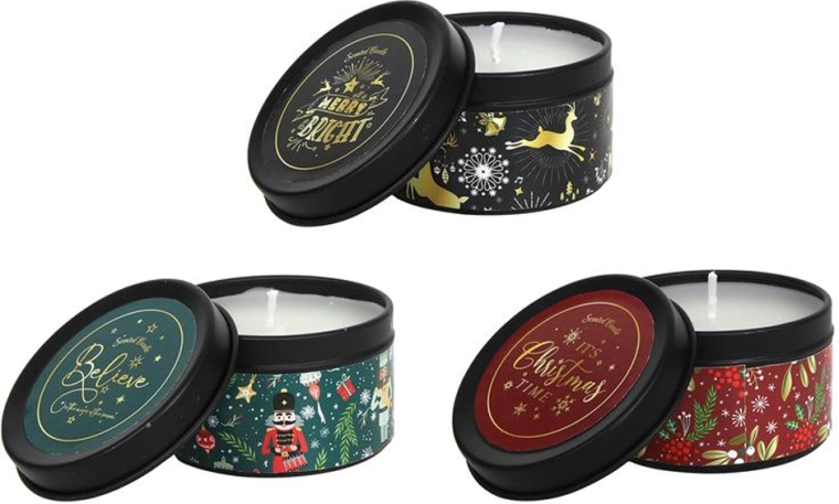 Illatgyertya fémdobozban 6,5 × 4 cm, illatmix