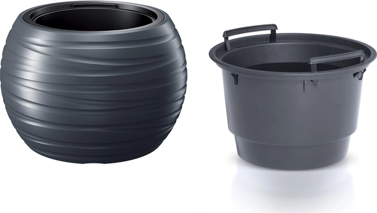 Maze kerek virágcserép betéttel 39,6 cm – antracit