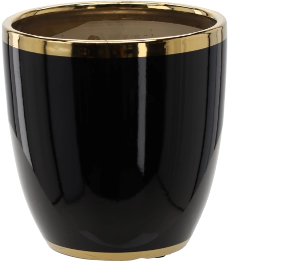 Kerámia kaspó 26 × 26 × 27 cm fekete arany szegéllyel