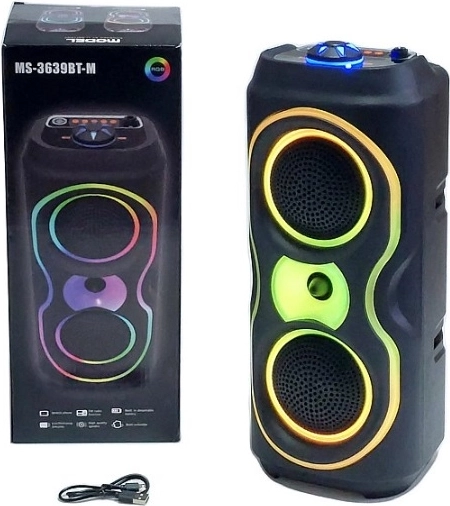 Hordozható Bluetooth hangszóró RGB háttérvilágítással, USB-vel és FM rádióval