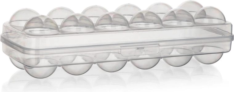 Műanyag tojástartó doboz fedéllel és zárral, 12 db, 27 cm