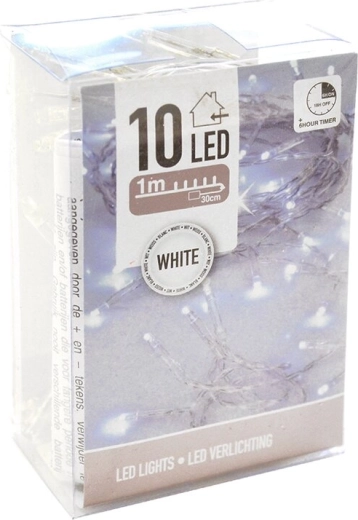 LED fényfüzér beltérre – fehér, 10 LED, 120 cm, időzítővel