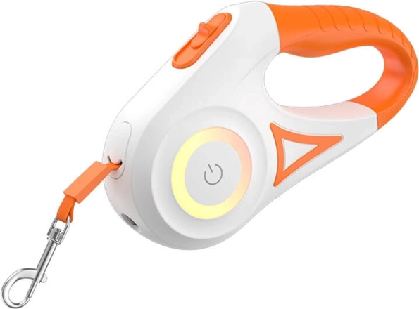 Automatikus LED póráz kutyáknak ROJECO 5 m (narancssárga és fehér)
