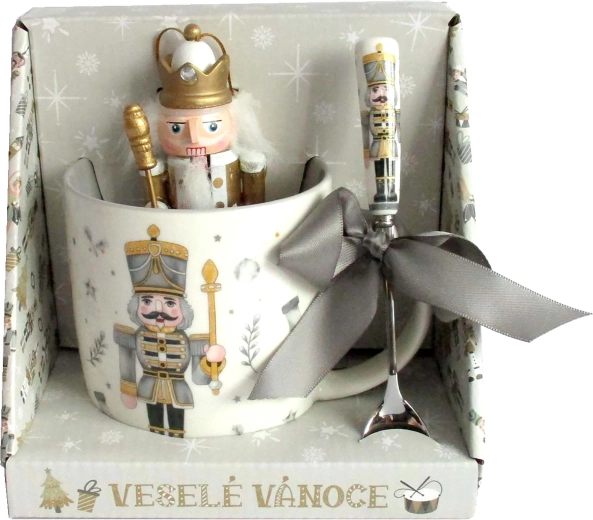Karácsonyi ajándékszett bögre 350 ml figurával és kanállal – katona motívum