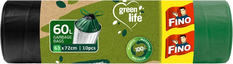 Behúzható bio szemeteszsákok 60 l, zöld (10 db)
