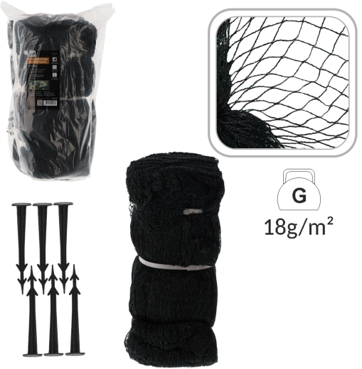 Madárháló 8 × 20 m, 18 g/m² + 16 db műanyag kampó