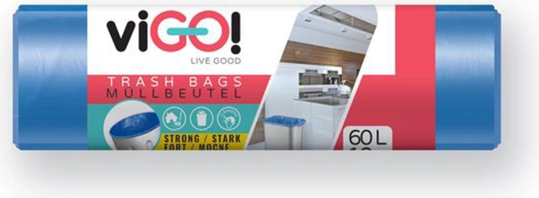 LDPE szemeteszsákok 60 l, kék VIGO (10 db, 60 × 80 cm)