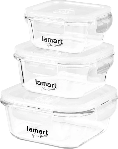 Lamart Air 3 darabos négyzet alakú élelmiszertároló-doboz készlet