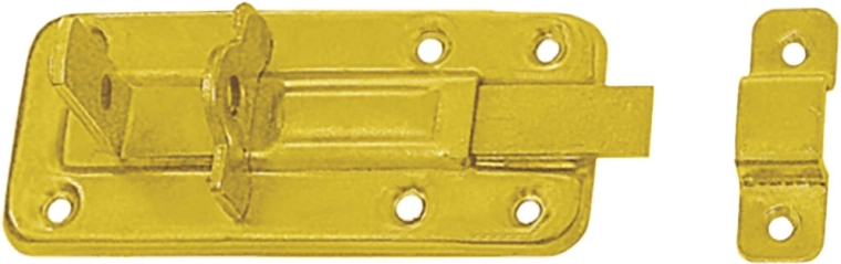 Retesz zárral spalettákhoz és ajtókhoz, 120 × 45 × 1,0 mm, sárgán horganyzott acél