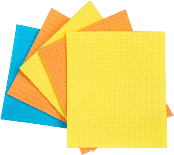 Cellulózból készült szivacskendők 18 × 15,5 cm, színkeverék, 5 db