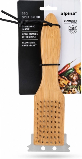 Grilltisztító kefe fa nyéllel