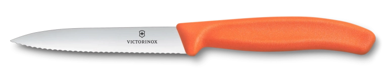 Victorinox hámozókés gyümölcsökhöz és zöldségekhez 10 cm, recés, hegyes, narancssárga