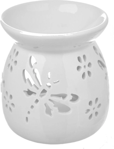 Fehér porcelán aromalámpa szitakötő motívummal