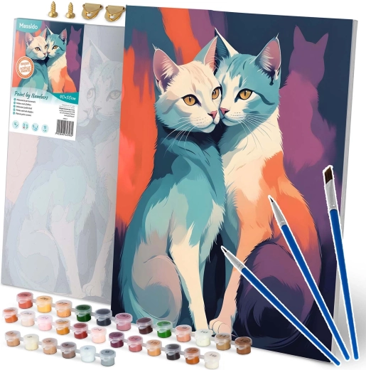 Számozott kifestő 40 × 50 cm Massido macskák