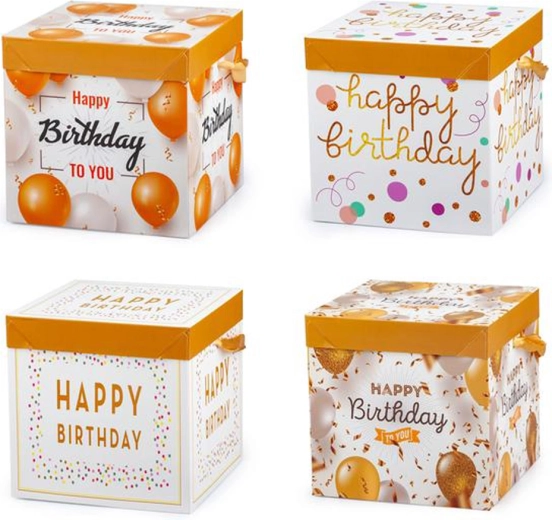 Ajándékdoboz szalaggal 15 × 15 × 15 cm (színmix)